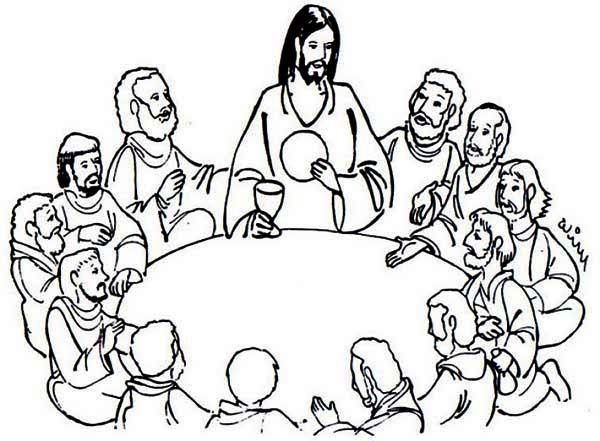 600x441 Last Supper Coloring Pages Vitlt Com Jesus Last Supper Coloring