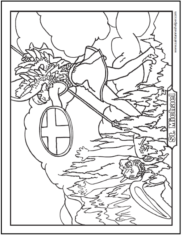 Saint Michael Prayer And Coloring Page 590x762 Saint Michael Prayer And Coloring Page