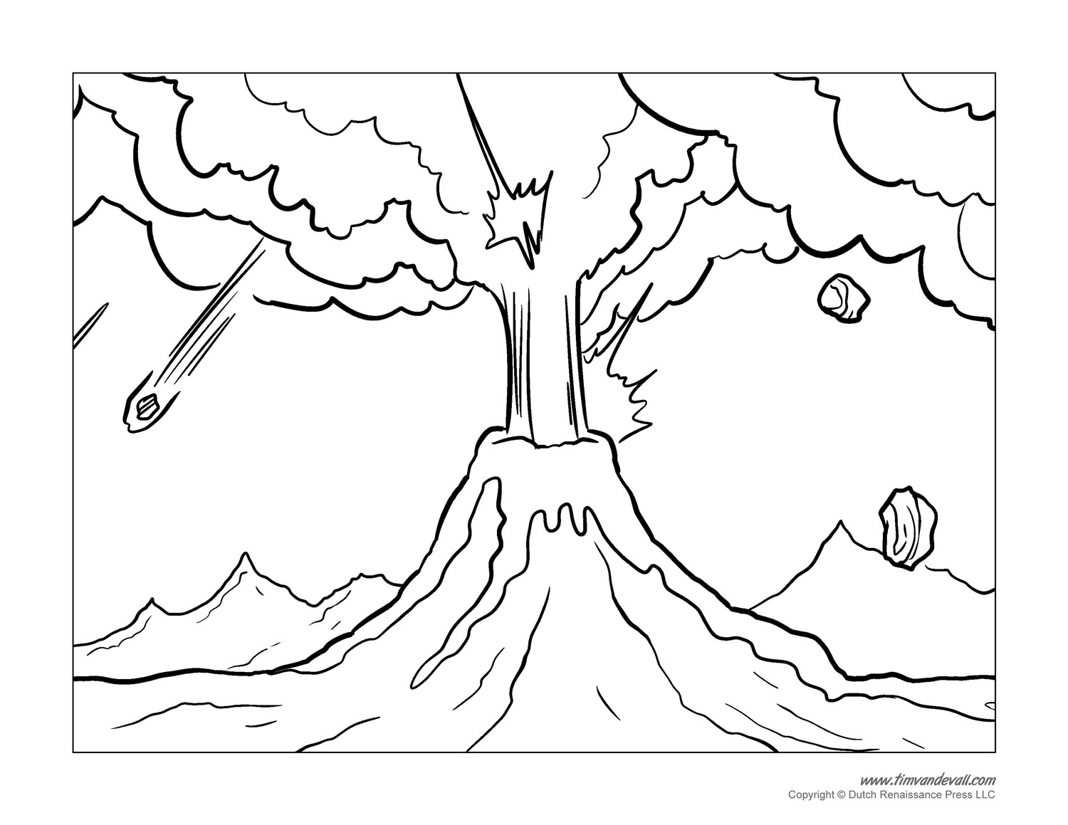Volcano Coloring Pages 1500x1159 Volcano Coloring Pages