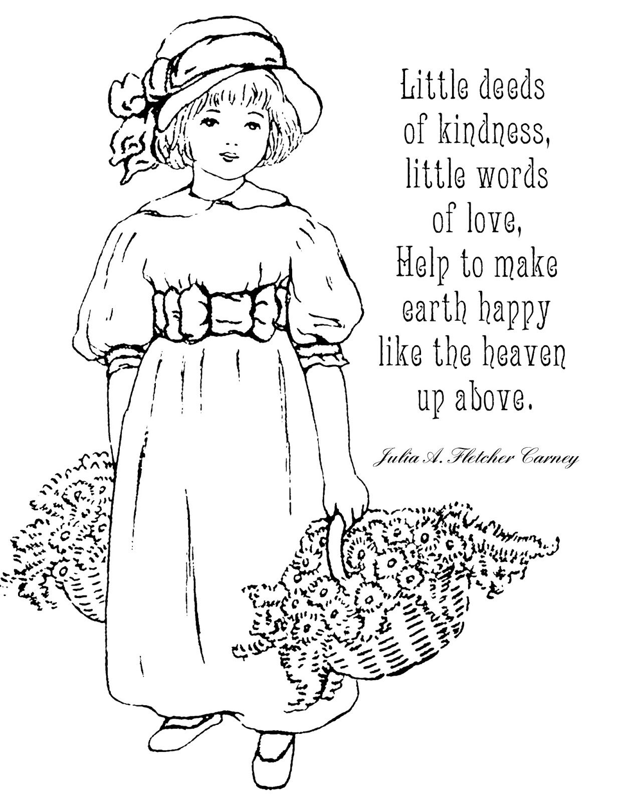1237x1600 8.5 X 11 Printable Coloring Page With Quote About Kindness
