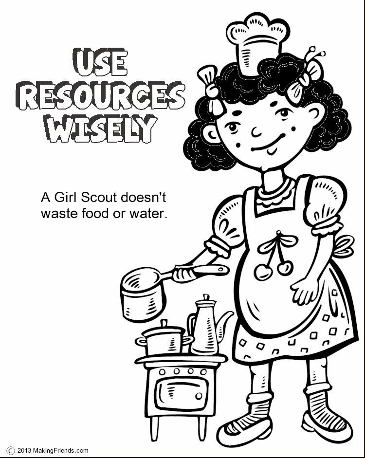 750x943 The Law, Use Resources Wisely Coloring Page Girl Scout Law