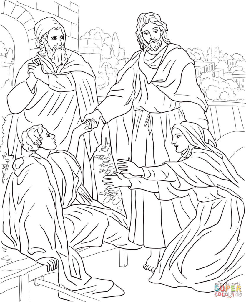 836x1024 Jesus Raises Lazarus From The Dead Coloring Page Free Printable