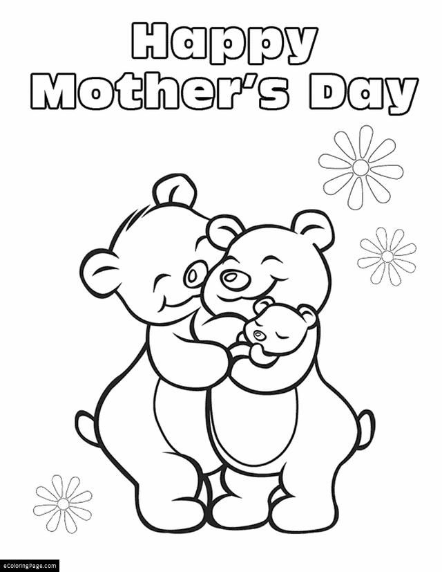 Happy Mothers Day Family Of Bears Printable Coloring Page School 640x827 Happy Mothers Day Family Of Bears Printable Coloring Page School