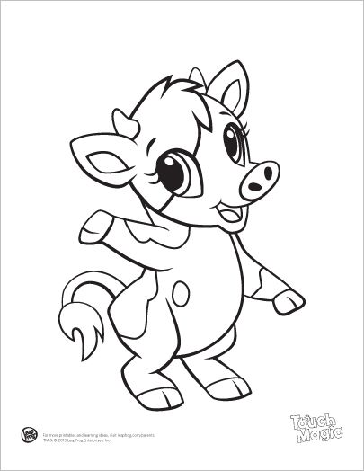 Learning Friends Cow Baby Animal Coloring Printable From Leapfrog 405x524 Learning Friends Cow Baby Animal Coloring Printable From Leapfrog
