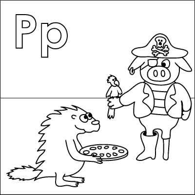 Letter P Coloring Page (Porcupine, Pizza, Pig, Pirate, Parrot, Peg 400x400 Letter P Coloring Page (Porcupine, Pizza, Pig, Pirate, Parrot, Peg