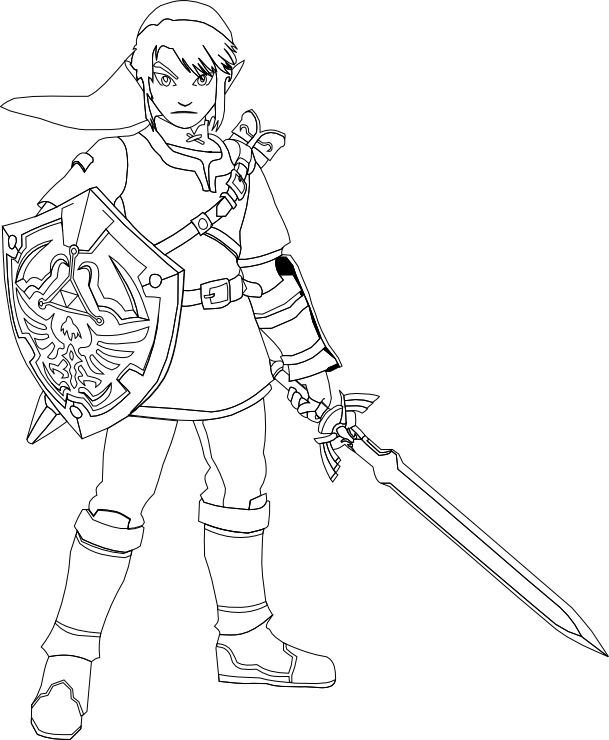 609x740 Link Coloring Pages Link Coloring Pages Lineart Zelda Link Best