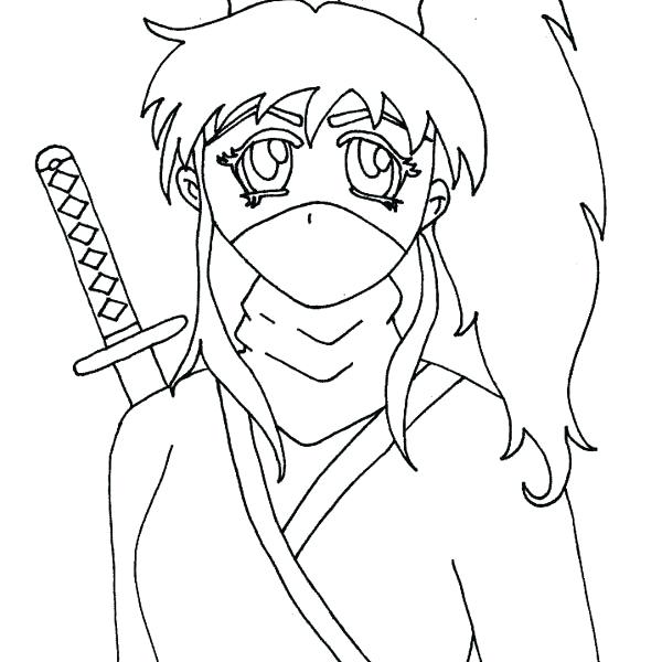 Girl Ninja Coloring Pages Long Haired Ninja Girl Coloring Page 600x600 Girl Ninja Coloring Pages Long Haired Ninja Girl Coloring Page