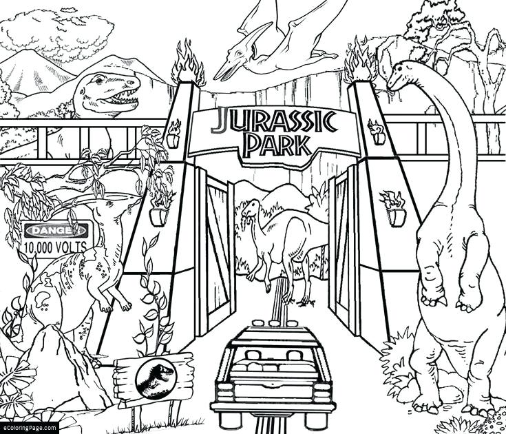 Jurassic Park Coloring Page 735x630 Jurassic Park Coloring Page