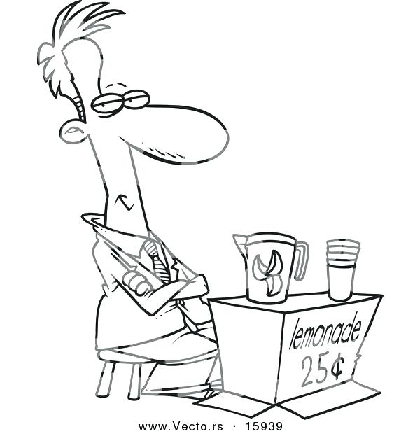 600x620 Lemonade Coloring Page Vector Of A Cartoon Businessman Trying