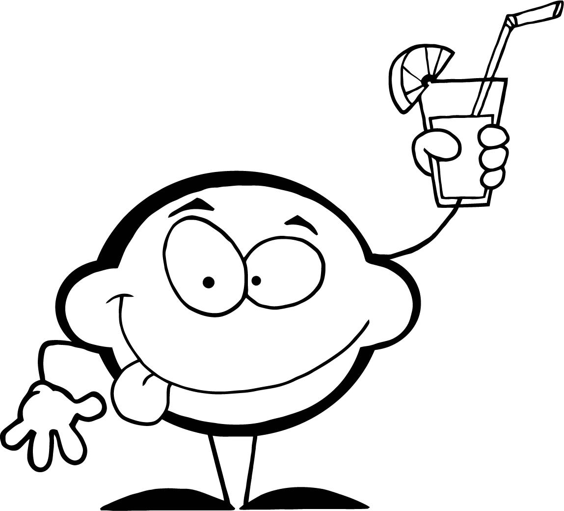 1149x1040 Color Page Of Cartoon Lemon Holding A Glass With Lemonade