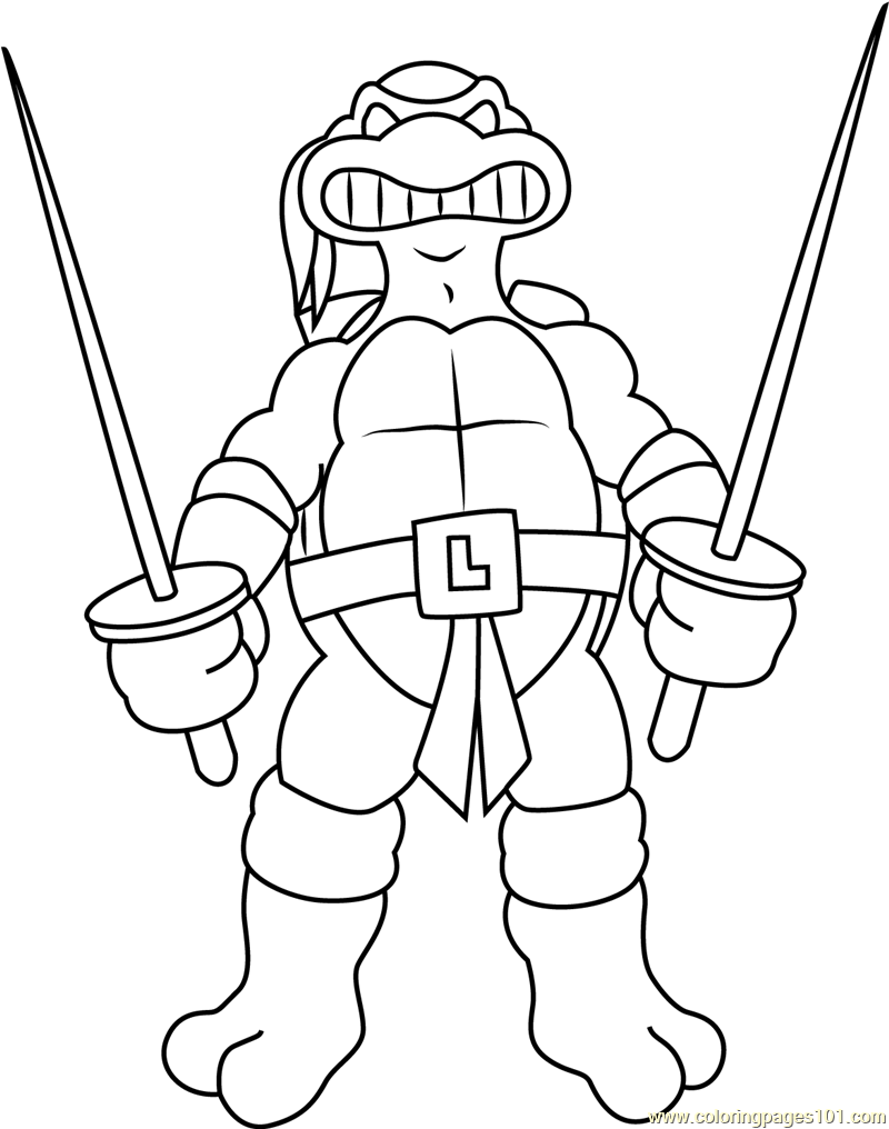 800x1016 Leonardo With Swords Coloring Page