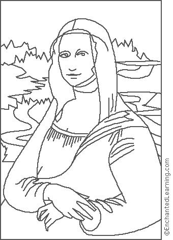 Leonardo Da Vinci Mona Lisa Coloring Page 340x472 Leonardo Da Vinci Mona Lisa Coloring Page