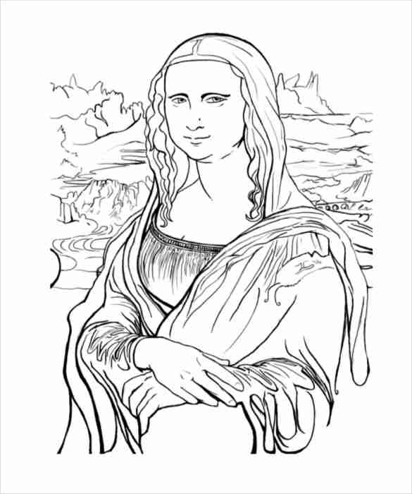 Mona Lisa Coloring Page Leonardo Da Vinci The Download Simple 585x700 Mona Lisa Coloring Page Leonardo Da Vinci The Download Simple