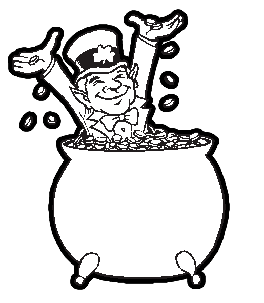 Leprechaun In A Big Pot Of Gol For Saint Patricks Day Coloring 515x591 Leprechaun In A Big Pot Of Gol For Saint Patricks Day Coloring