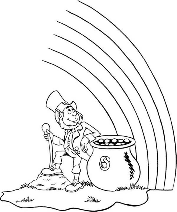 600x718 Leprechaun And Rainbow Coloring Pages