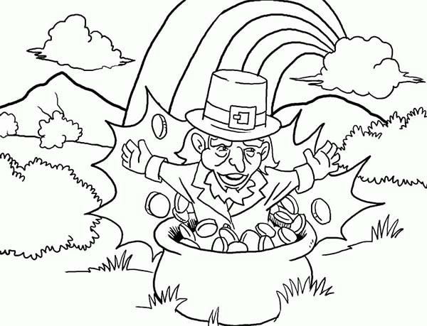 600x459 Leprechaun Pop From The Pot Gold Coloring Page Bebo Pandco