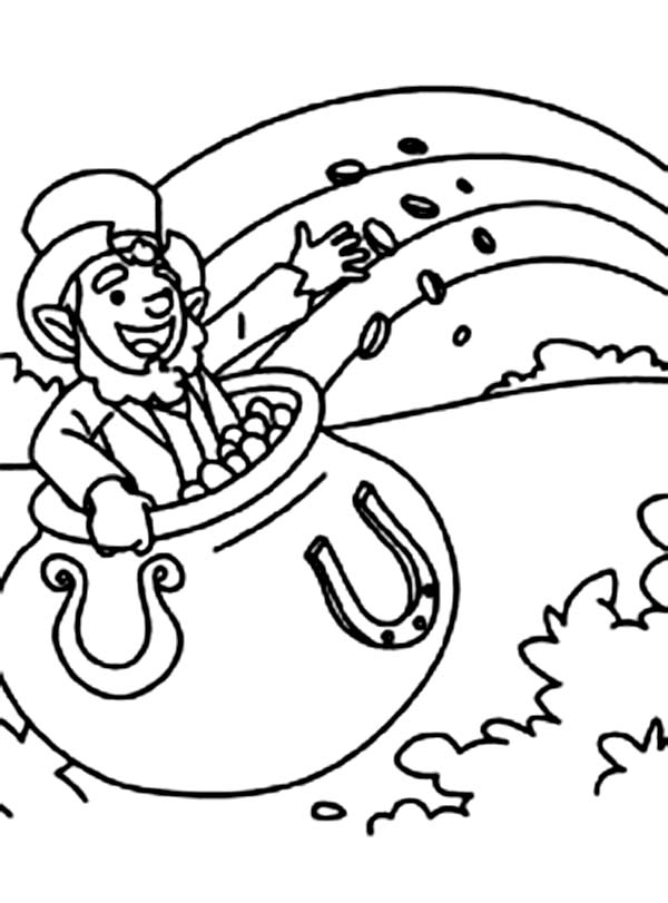 600x811 A Leprechaun Inside A Pot Of Gold Coloring Page