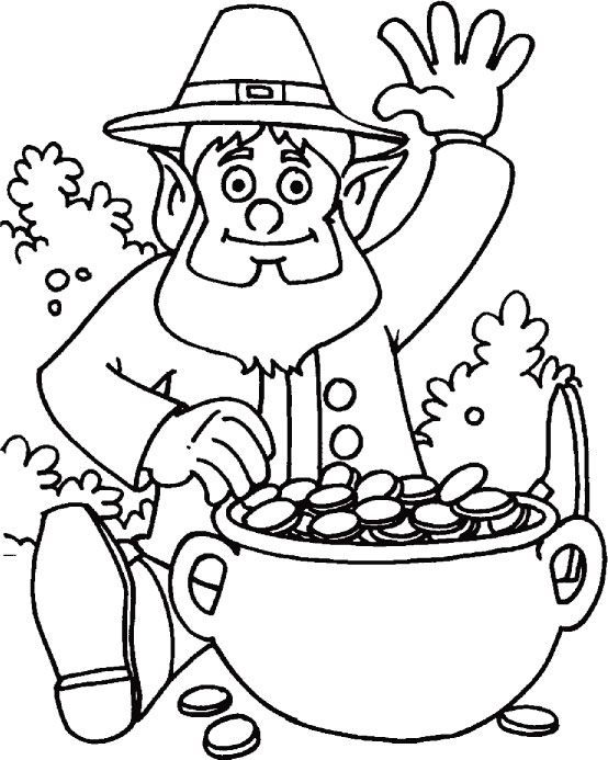 554x693 Leprechaun Waving St. Patricks Day Coloring Pages