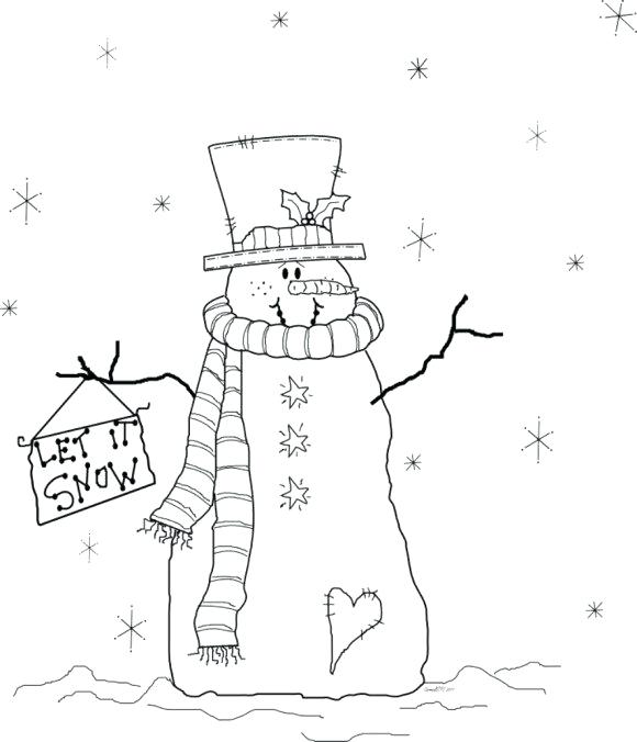 580x676 Snowman Scarf Coloring Page Hat And Pages Let It Snow
