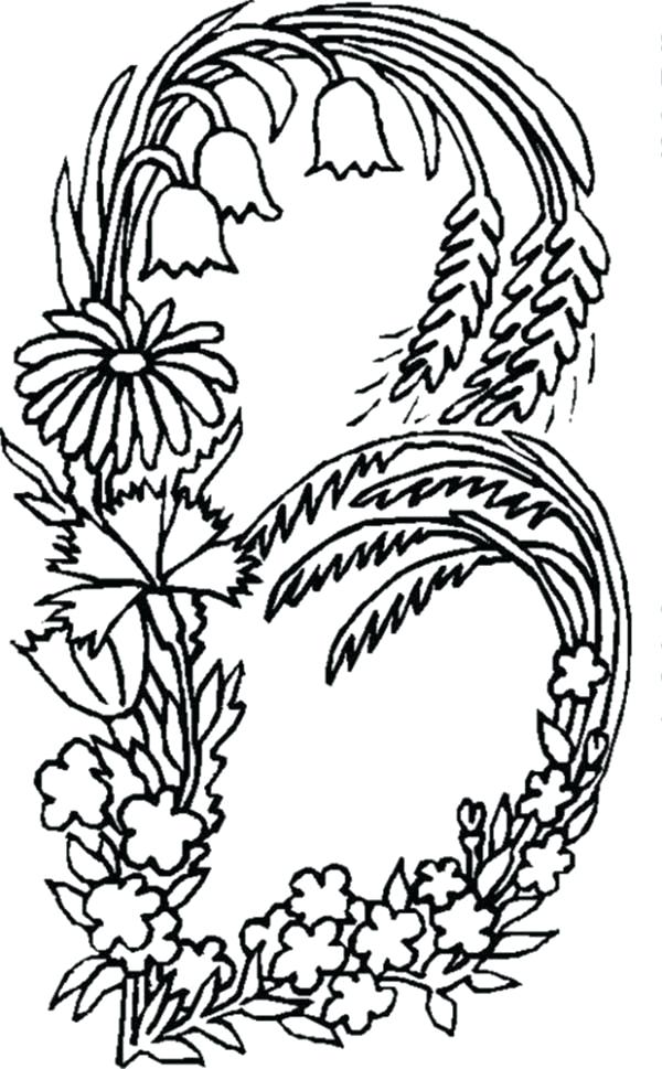 600x969 Coloring Pages Letter B Alphabet Flowers Letter B Coloring Pages