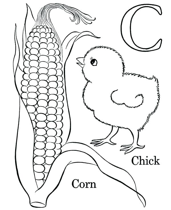 Letter C Coloring Pages For Toddlers Letter C For Corn And Chick 600x734 Letter C Coloring Pages For Toddlers Letter C For Corn And Chick