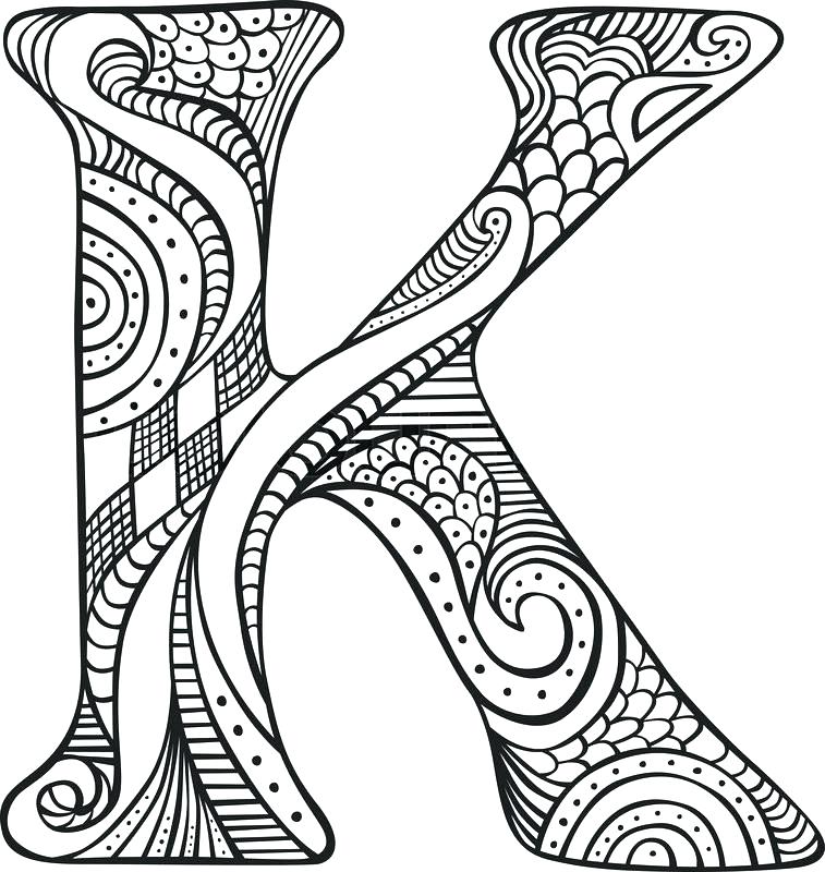 757x800 Coloring Pages Of Letters K Coloring Sheet Hand Drawn Capital