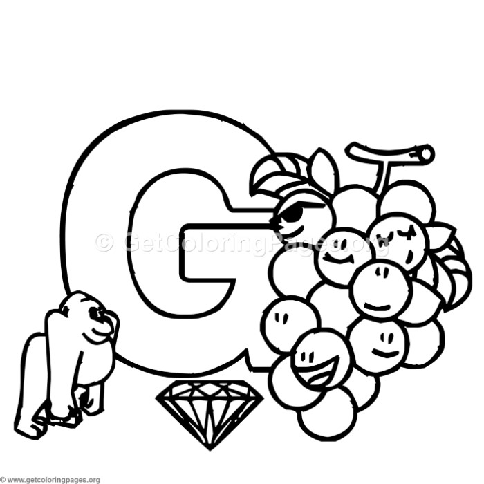 Alphabet Characters Letter G Coloring Pages 700x700 Alphabet Characters Letter G Coloring Pages