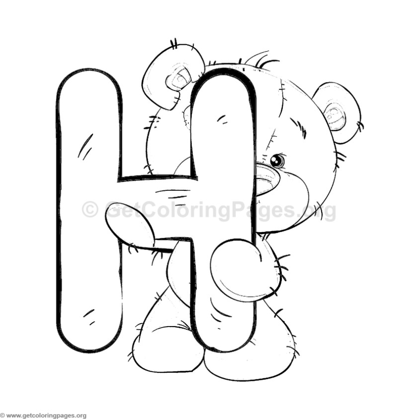 Teddy Bear Alphabet Letter H Coloring Pages 843x843 Teddy Bear Alphabet Letter H Coloring Pages