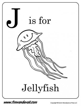 339x439 J Is For Jellyfish Letter J Coloring Page Pdf