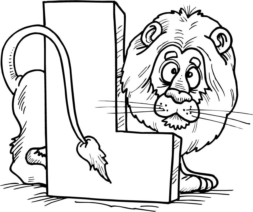 Colouring Page Of Letter L With A Lion 1072x900 Colouring Page Of Letter L With A Lion
