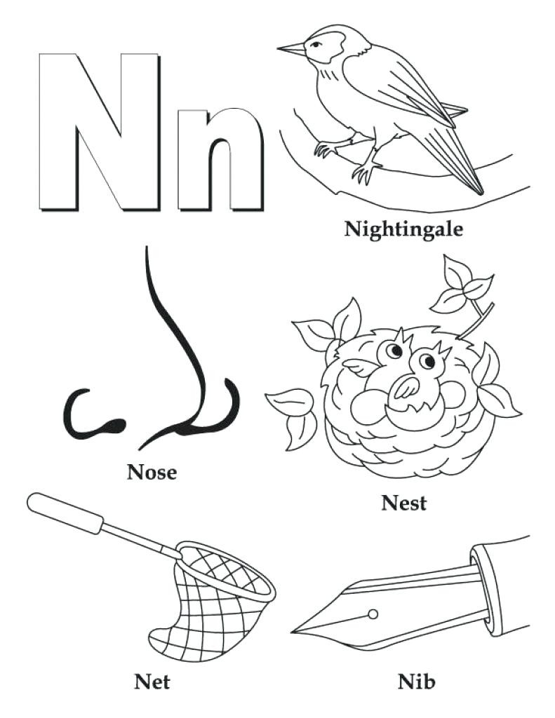 Letter N Coloring Pages Preschool at GetColorings.com | Free printable ...