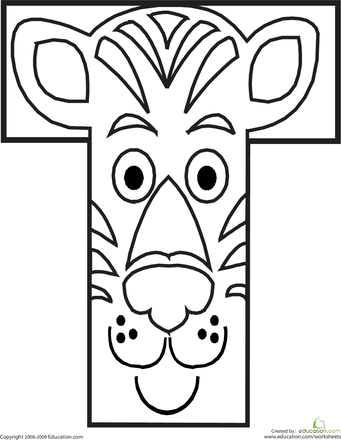 341x440 Letter T Coloring Page Worksheets, Animal Alphabet And Animal