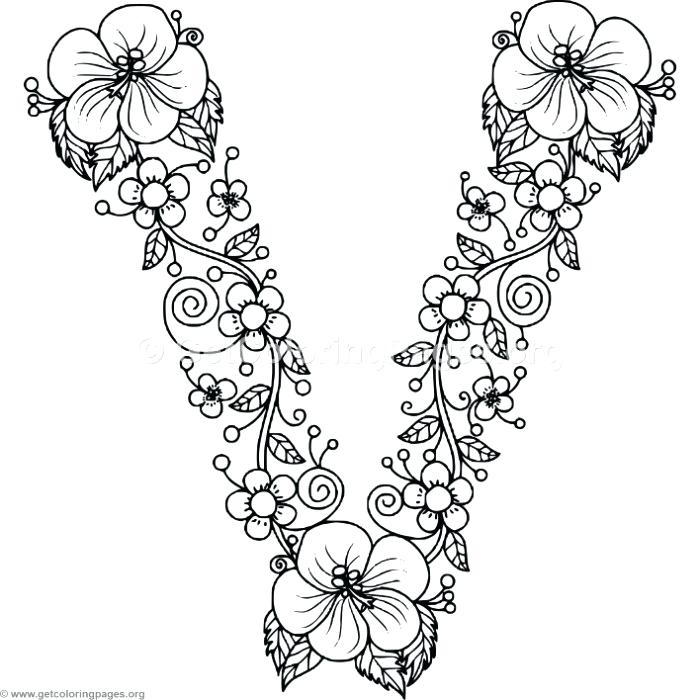 Letter V Coloring Pages Floral Alphabet Letter V Coloring Pages 700x700 Letter V Coloring Pages Floral Alphabet Letter V Coloring Pages