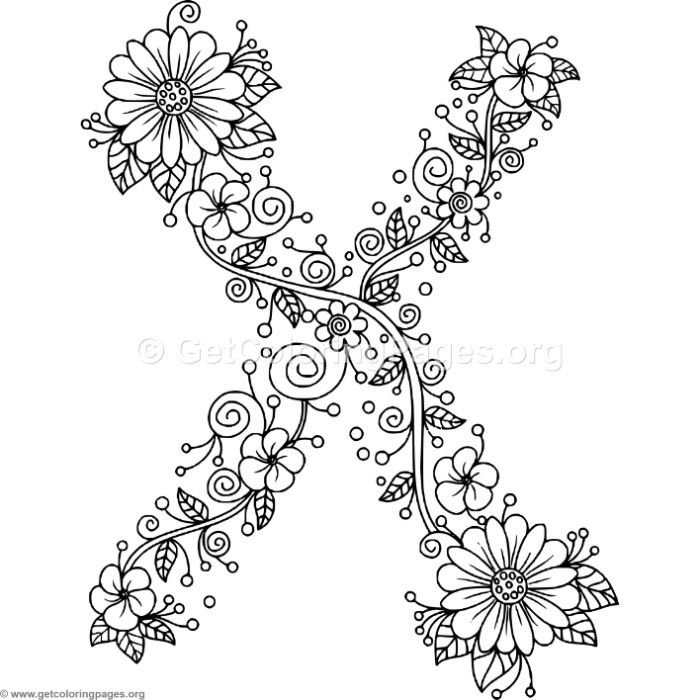Download Free Floral Alphabet Letter X Coloring Pages 700x700 Download Free Floral Alphabet Letter X Coloring Pages