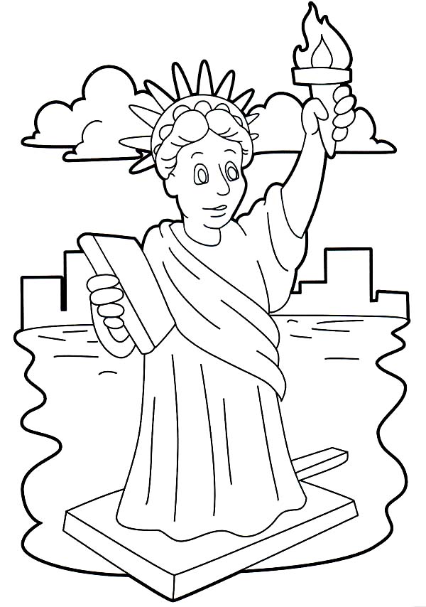 Stunning Statue Of Liberty Coloring Page 600x854 Stunning Statue Of Liberty Coloring Page