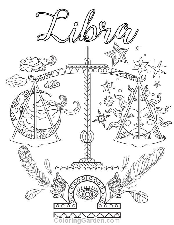 Free Printable Libra Adult Coloring Page. Download It In Pdf 600x776 Free Printable Libra Adult Coloring Page. Download It In Pdf