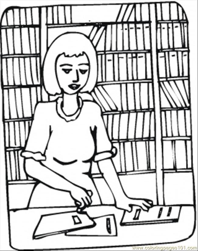 Checking Out In The Library Coloring Page 650x827 Checking Out In The Library Coloring Page