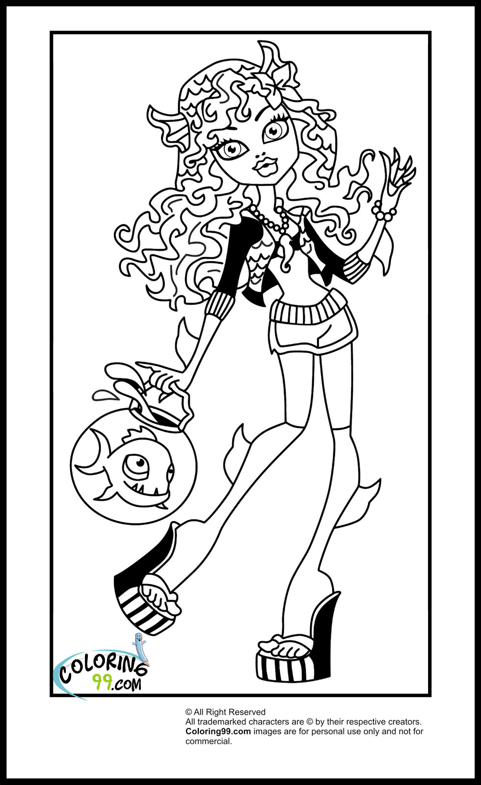 Monster High Lagoona Blue Coloring Page 980x1600 Monster High Lagoona Blue Coloring Page
