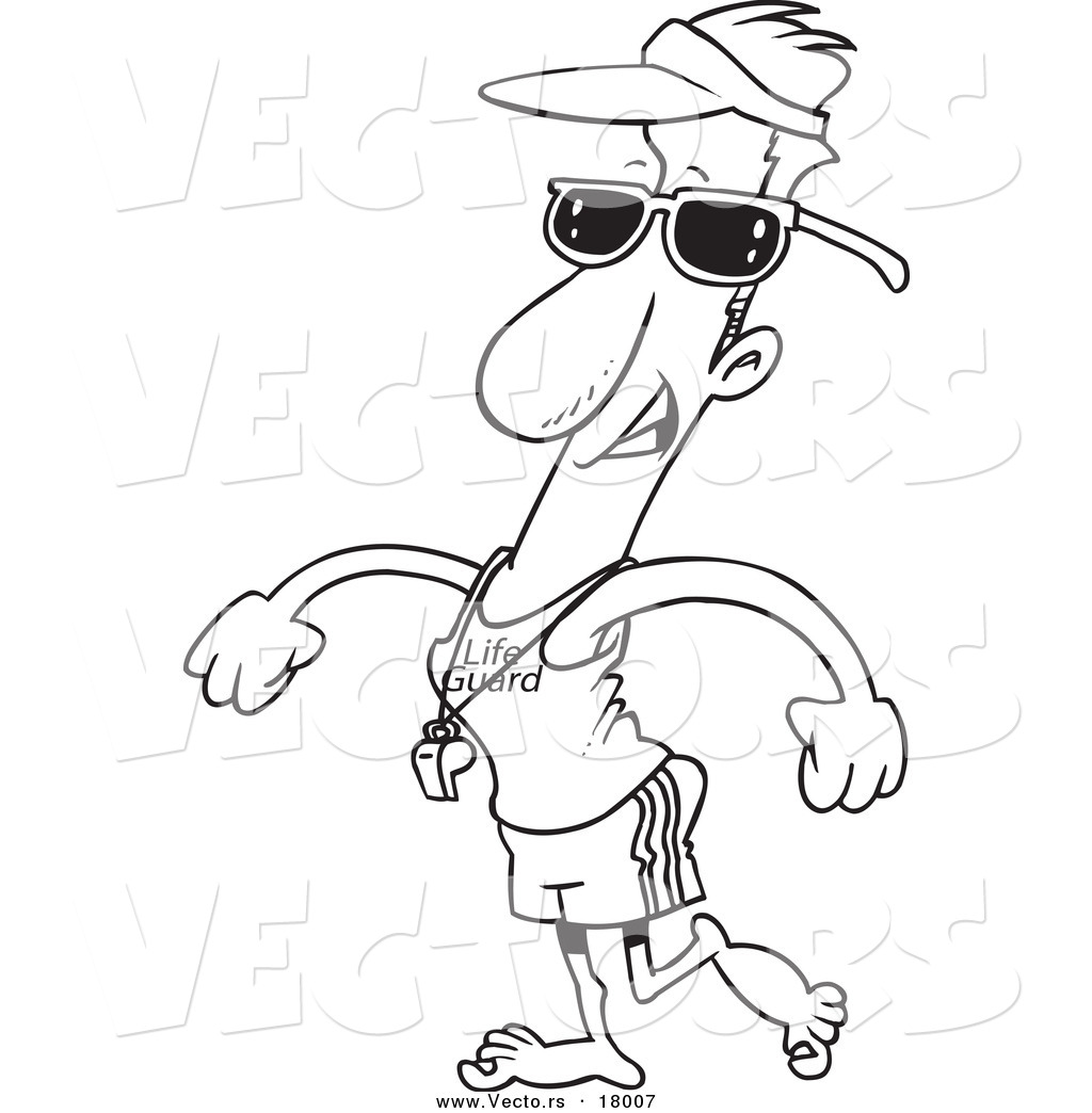 Vector Of A Cartoon Lifeguard Walking 1024x1044 Vector Of A Cartoon Lifeguard Walking