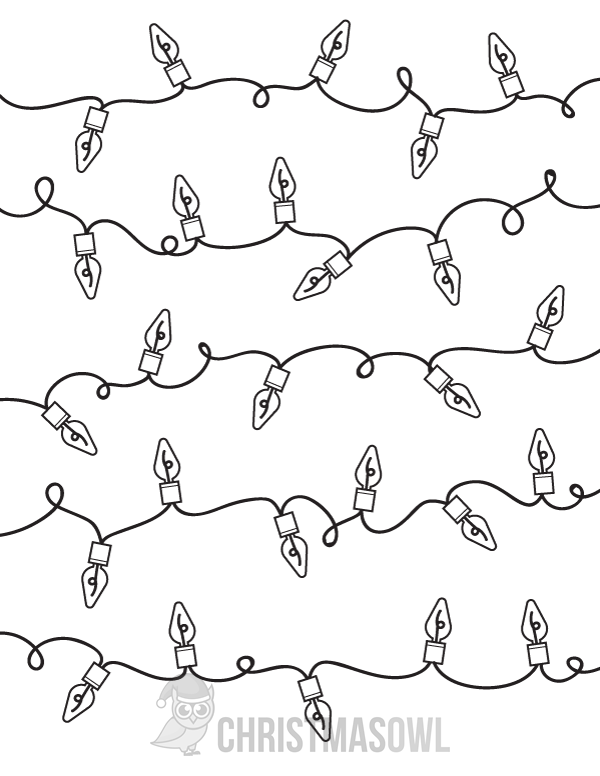 Free Christmas Lights Coloring Page 600x776 Free Christmas Lights Coloring Page