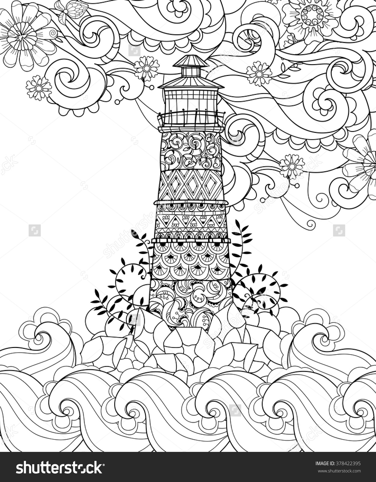Hand Drawn Doodle Outline Lighthouse Decorated With Floral Free 1250x1600 Hand Drawn Doodle Outline Lighthouse Decorated With Floral Free