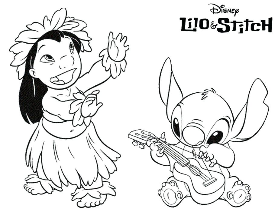 920x700 Lilo Coloring Pages Lilo Stitch Coloring Pages Play Guitar