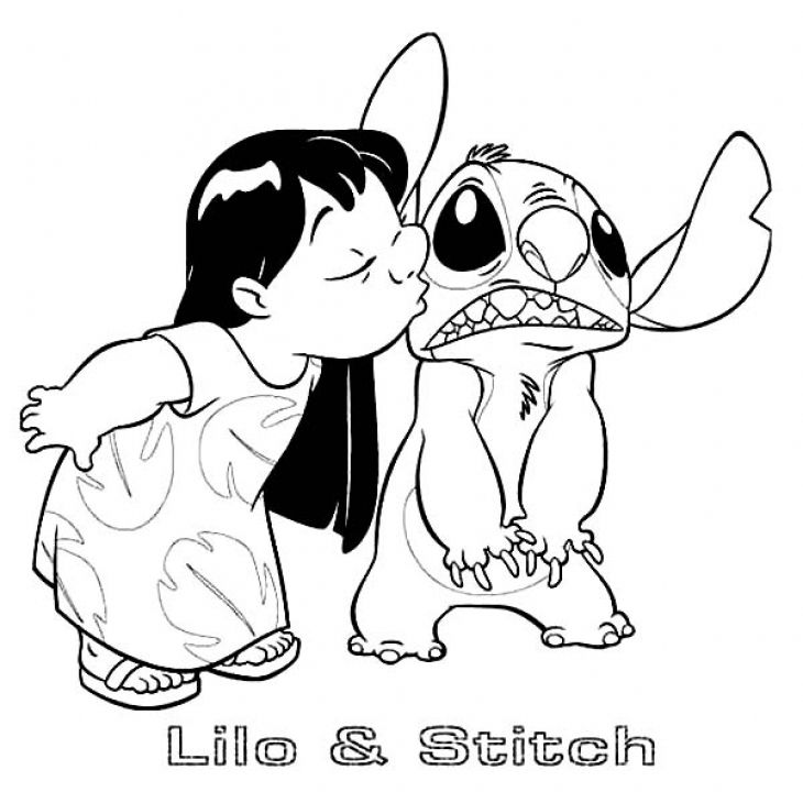 730x720 Lilo Kissing Her Best Friend Stitch Coloring Page For Kids