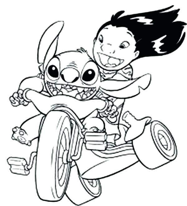 600x662 Lilo And Stitch Coloring Pages Lilo Riding Bike With H In Coloring