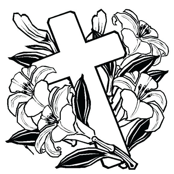 580x580 Easter Lilies Coloring Page Coloring Sheets Cross Coloring Pages