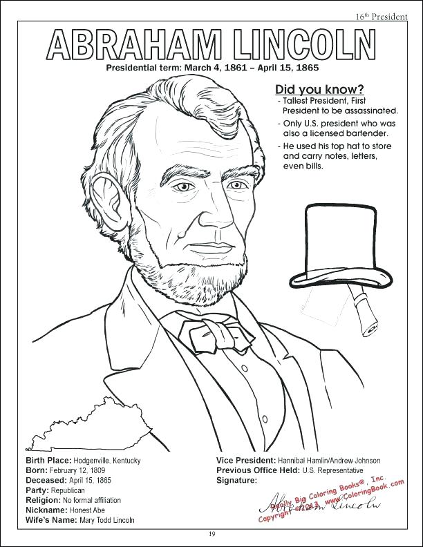 612x792 Abe Lincoln Coloring Page Coloring Pages And On Presidents
