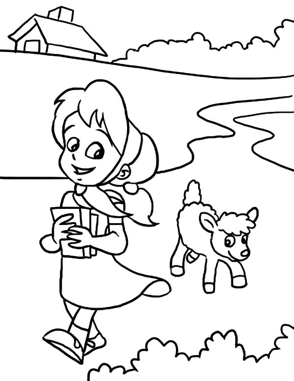 Sweet Smile Mary Had A Little Lamb Coloring Pages Color Luna 600x777 Sweet Smile Mary Had A Little Lamb Coloring Pages Color Luna