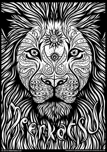 452x640 Meerkatsu Art Lion Colouring Page Adult Coloring Pages