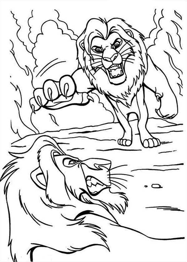 600x842 Mufasa And Scar Are Fighting The Lion King Coloring Page