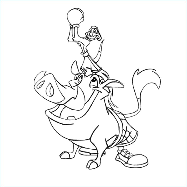 600x600 Simba Timon And Pumbaa The Lion King Coloring Page